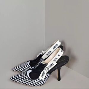 Authentic Dior Houndstooth Black and White Heels